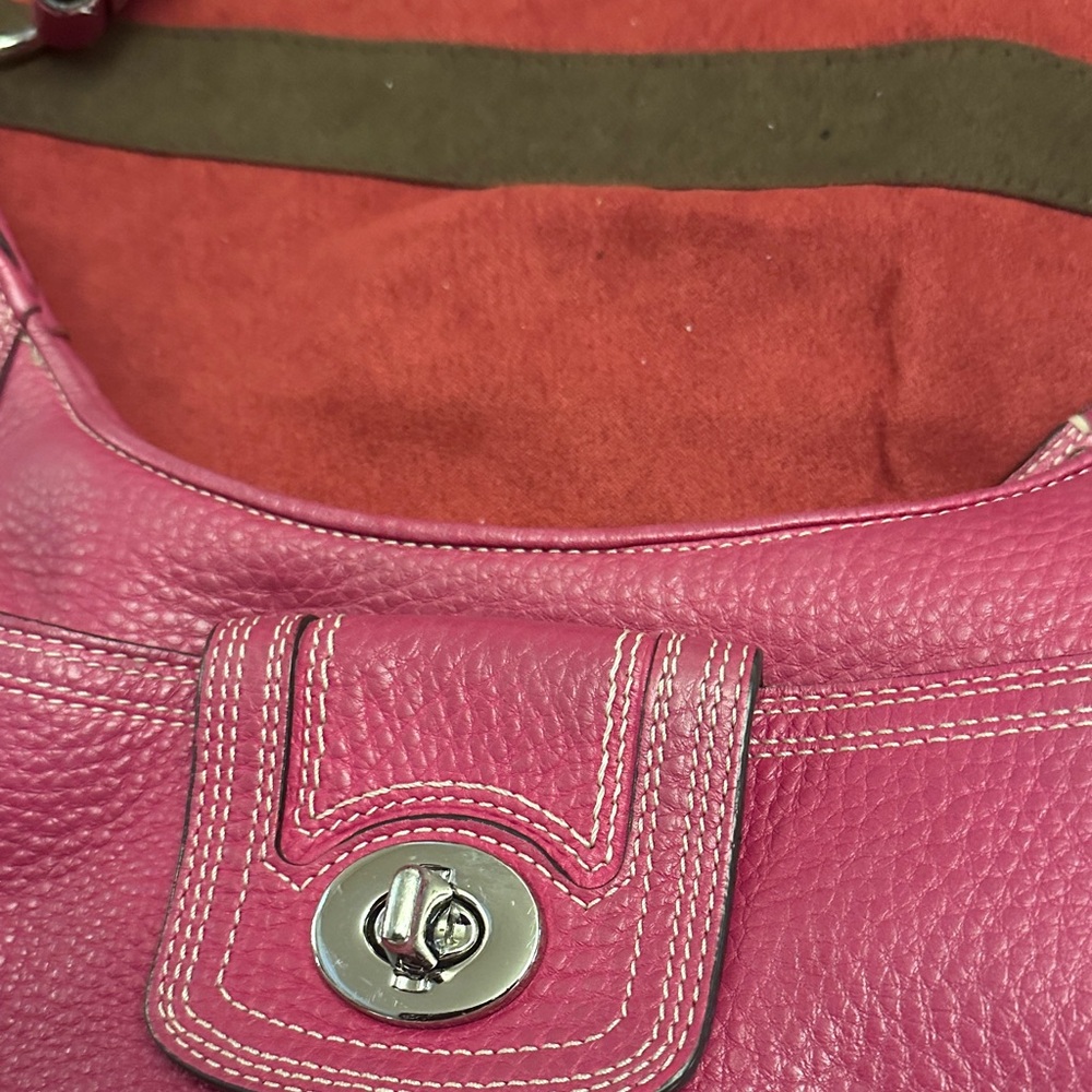 Coach Fuchsia Leather Shoulder Bag - Picture 2 of 7